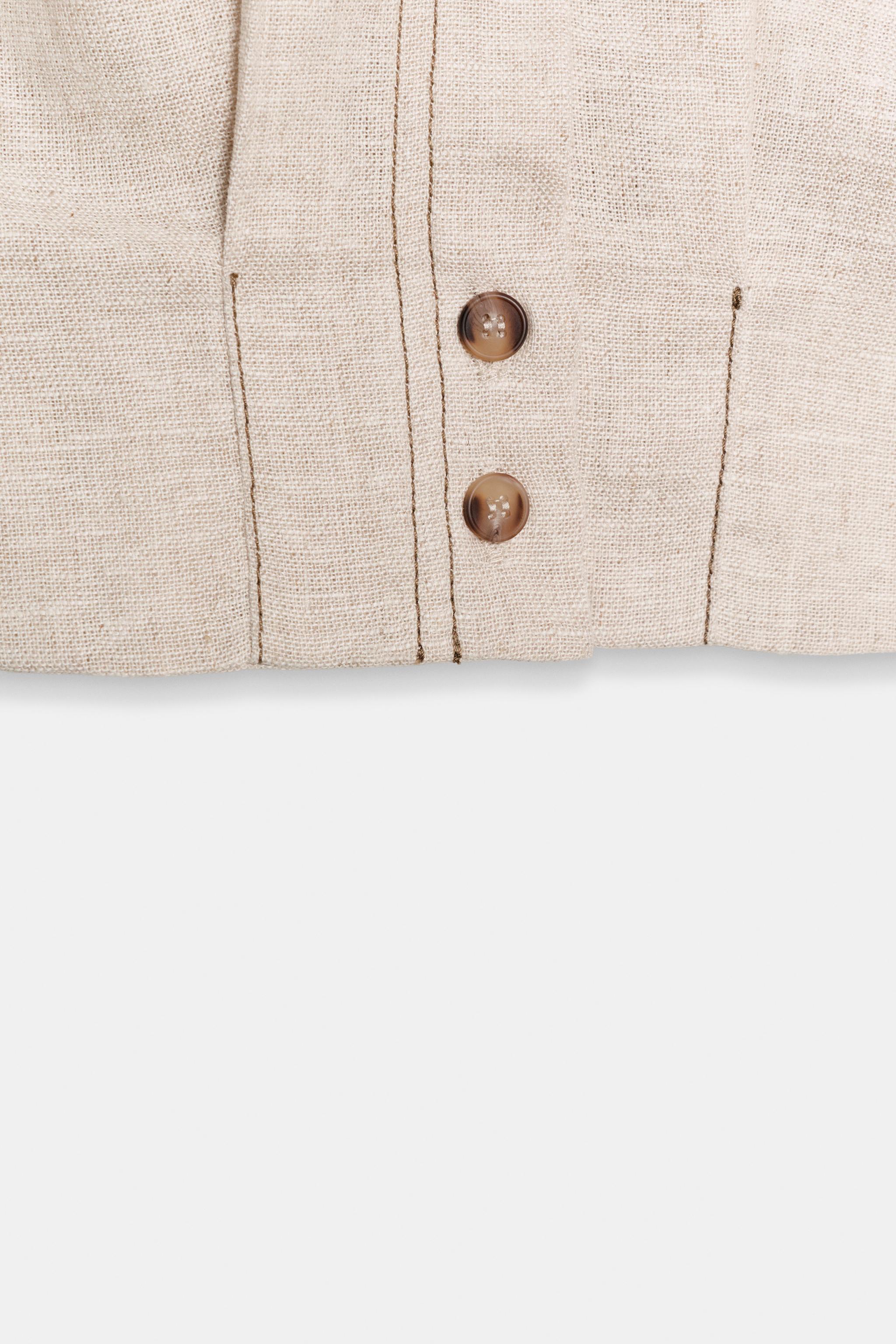 LINEN TOP WITH TOPSTITCHING
